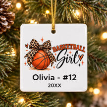 バスケットボール女子豹柄リボンクリスマス オーダーメイド