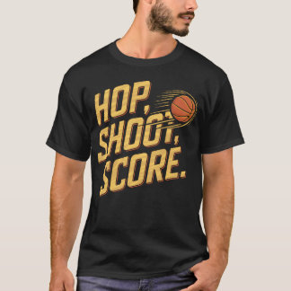 バスケットボール好きな家族のためのホップシュートスコア Tシャツ