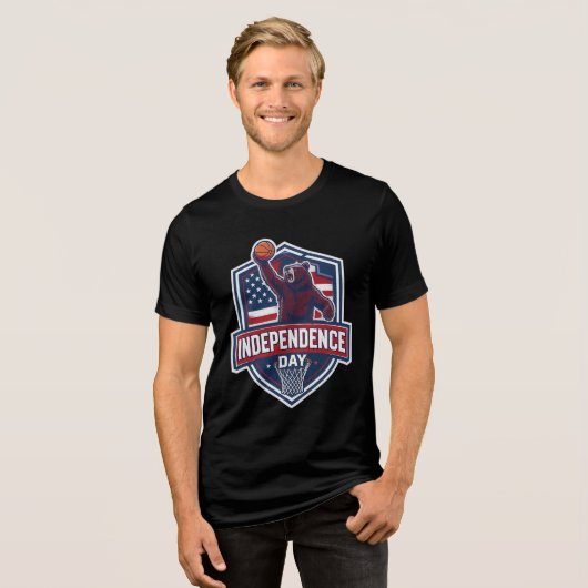 バスケットボール好きな愛国者 トライブレンドTシャツ (正面全面)