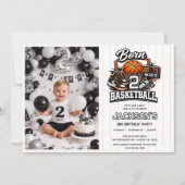 バスケットボール好きな男の子のための2歳の誕生日デザイン Born 2 Basketball 招待状 (正面)