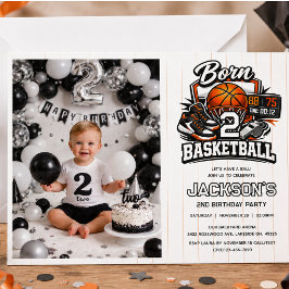 バスケットボール好きな男の子のための2歳の誕生日デザイン Born 2 Basketball 招待状