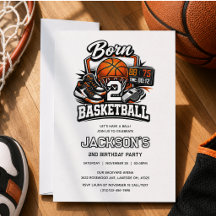 バスケットボール好きな男の子のための2歳の誕生日デザイン Born 2 Basketball Spo