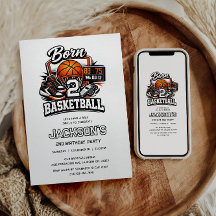 バスケットボール好きな男の子のための2歳の誕生日デザイン Born 2 Basketball Spo