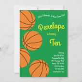 バスケットボール子供の誕生日パーティースポーツ 招待状 (正面)