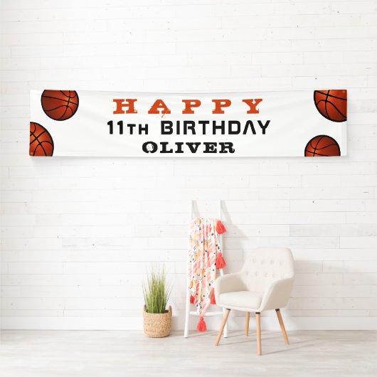 バスケットボール子供の誕生日パーティーバナー 横断幕 (インサイチュ)