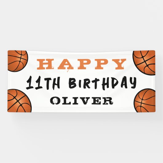 バスケットボール子供の誕生日パーティーバナー 横断幕 (横)