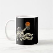 バスケットボール宇宙飛行士スケッチバスケットボールプレイヤーアート コーヒーマグカップ (左)