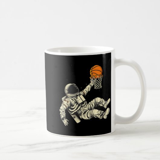 バスケットボール宇宙飛行士スケッチバスケットボールプレイヤーアート コーヒーマグカップ (右)