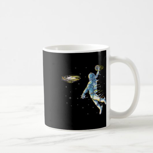バスケットボール宇宙飛行士ダンクジャムスポーツユーモア コーヒーマグカップ (右)