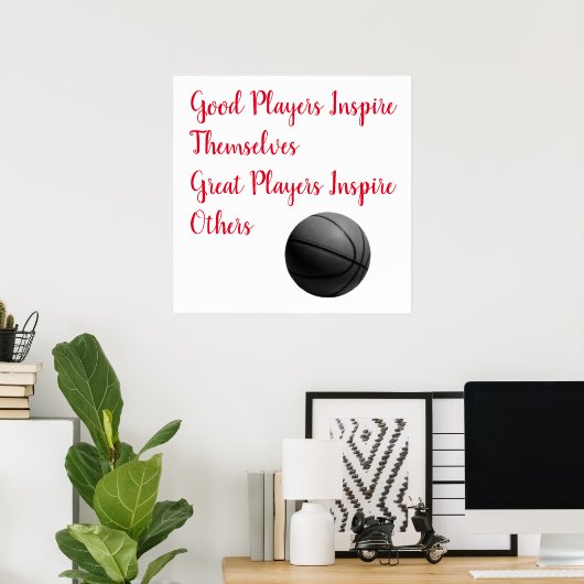 バスケットボール感動的引用文インスパイアプレーヤー ポスター (ホームオフィス)