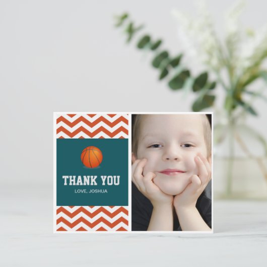 バスケットボール感謝していのテーマ男の子のための葉書 ポストカード (スタンド正面)