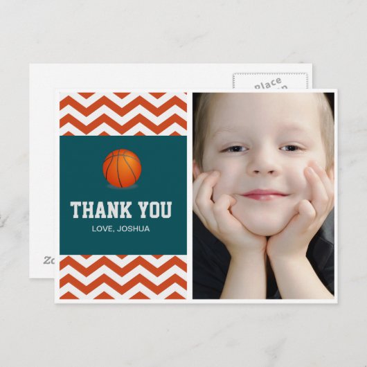バスケットボール感謝していのテーマ男の子のための葉書 ポストカード (正面/裏面)