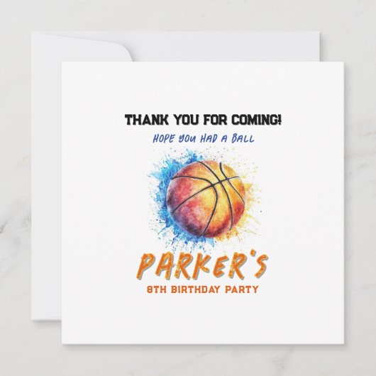 バスケットボール感謝カード サンキューカード (正面)