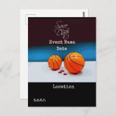 バスケットボール日付をパーティの招待状 ポストカード (正面/裏面)