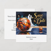 バスケットボール日付結婚の保存 招待状 (正面/裏面)