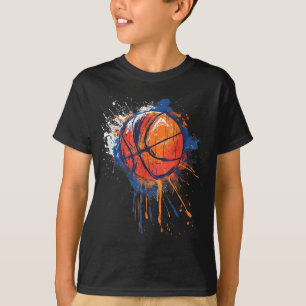 バスケットボール水カラースケッチアートワークBasketball L Tシャツ