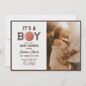 バスケットボール水彩少年の赤ちゃんシャワー写真 招待状 (正面)