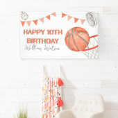 バスケットボール水彩画 誕生日パーティー 横断幕 (インサイチュ)