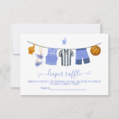 バスケットボール物干しおむつラッフルカード 招待状 (正面)