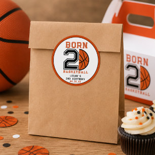 バスケットボール生まれのバスケ好きな2歳の誕生日パーティー ラウンドシール