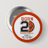バスケットボール生まれのバスケ好きな2歳の誕生日パーティー 缶バッジ (正面&裏面)