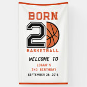バスケットボール生まれのバスケ2歳の誕生日パーティー 横断幕 (縦)