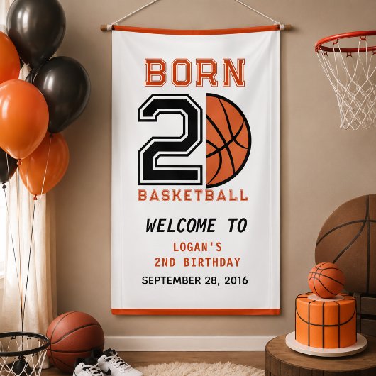 バスケットボール生まれのバスケ2歳の誕生日パーティー 横断幕