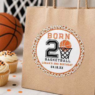 バスケットボール生まれ スポーツ 2歳の誕生日おめでとうボーイ ラウンドシール