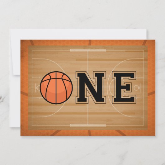 バスケットボール第1誕生日写真 招待状 (裏面)