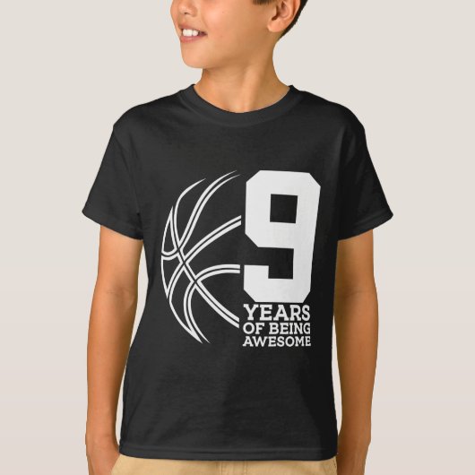 バスケットボール素晴らしの9年目誕生日 Tシャツ (正面)