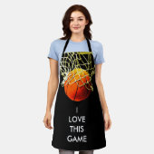 バスケットボール絵画イラストレーションのアートスポーツ エプロン (着用した状態)