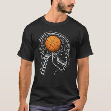 バスケットボール脳X線Tシャツデザイン メンズ