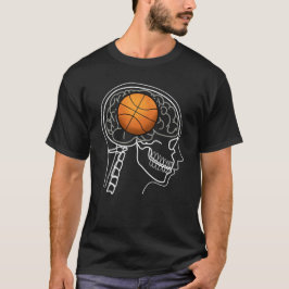 バスケットボール脳X線Tシャツデザイン メンズ Tシャツ