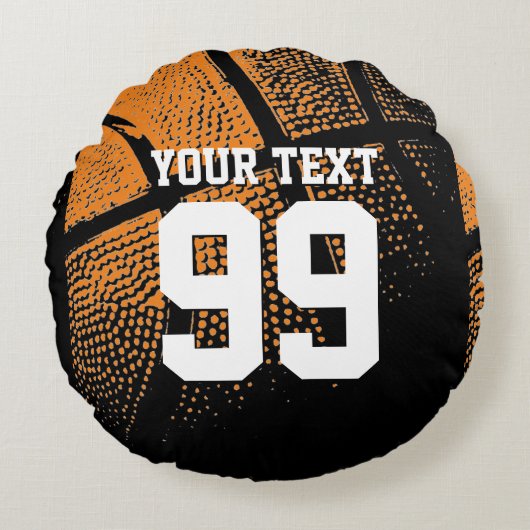 バスケットボール装飾用クッションとスポーツジャージー番号 ラウンドクッション (正面)