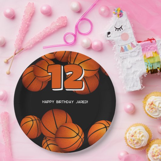 バスケットボール訛りの男の子スポーツパーティー ペーパープレート (パーティー)