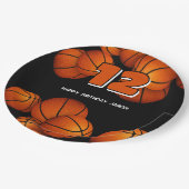 バスケットボール訛りの男の子スポーツパーティー ペーパープレート (アングル)