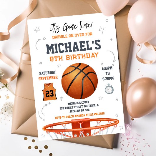 バスケットボール試合の日スポーツ男子の誕生日 招待状