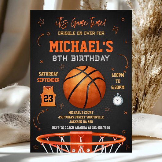 バスケットボール試合の日スポーツ男子誕生日 招待状