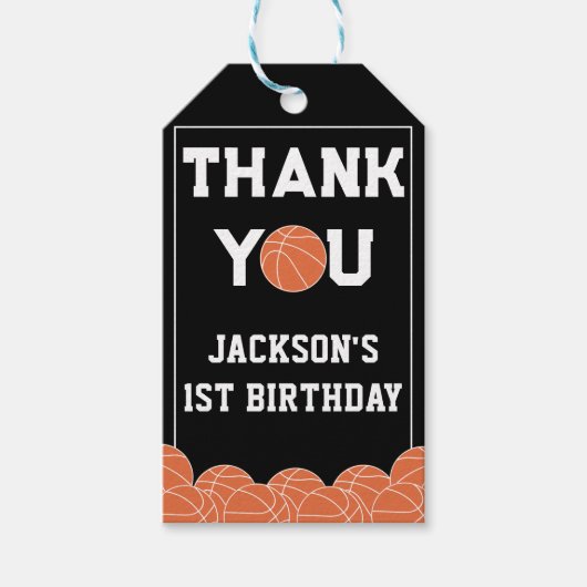バスケットボール誕生日ありがとう ギフトタグ (正面)