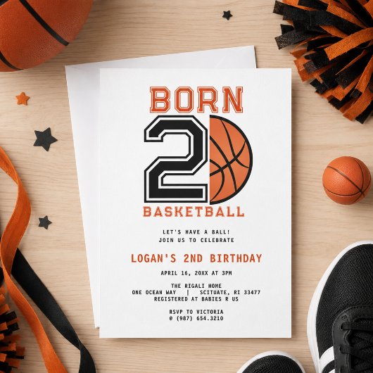 バスケットボール誕生日おめでとう 2歳の誕生日パーティー 招待状