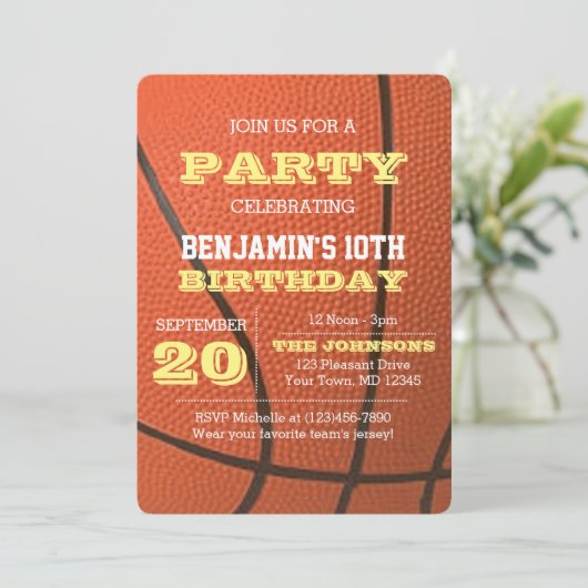 バスケットボール誕生日すべての行事招待状 招待状 (スタンド正面)