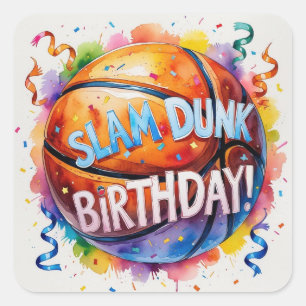 バスケットボール誕生日をテーマにした スクエアシール