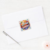 バスケットボール誕生日をテーマにした スクエアシール (封筒)
