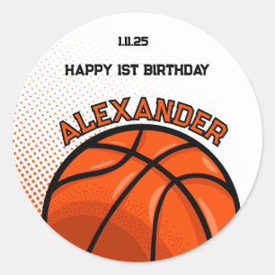 バスケットボール誕生日バッシュステッカー ラウンドシール