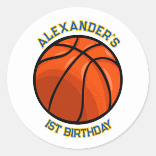 バスケットボール誕生日バッシュステッカー ラウンドシール