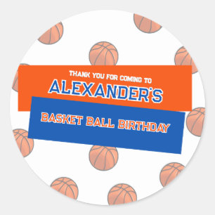 バスケットボール誕生日バッシュステッカー ラウンドシール