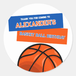 バスケットボール誕生日バッシュステッカー ラウンドシール