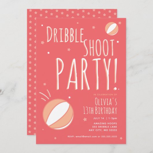 バスケットボール誕生日パーソナライズされたパーティー 招待状 (正面/裏面)