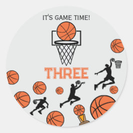 バスケットボール誕生日パーティー招待状 ラウンドシール