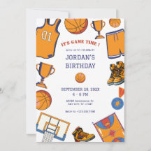 バスケットボール誕生日パーティー招待状